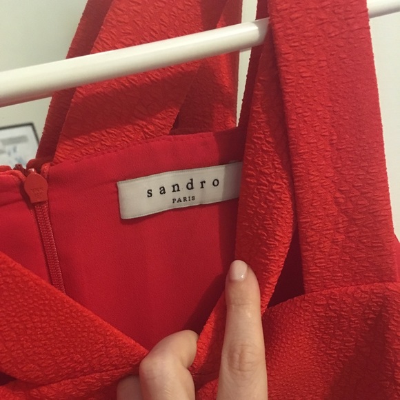 Sandro red straps mini dress - Picture 4 of 6